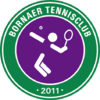 Das Logo des Bornaer Tennisclubs zeigt einen weißen Tennisspieler in Strichmännchenform auf einem lila Kreis, umgeben von einem grünen Ring mit dem Vereinsnamen und 2011.